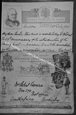 COPY NEGS LETTER FATHERS COMMEMORATING 50TH PENNY POST 2 7 1890